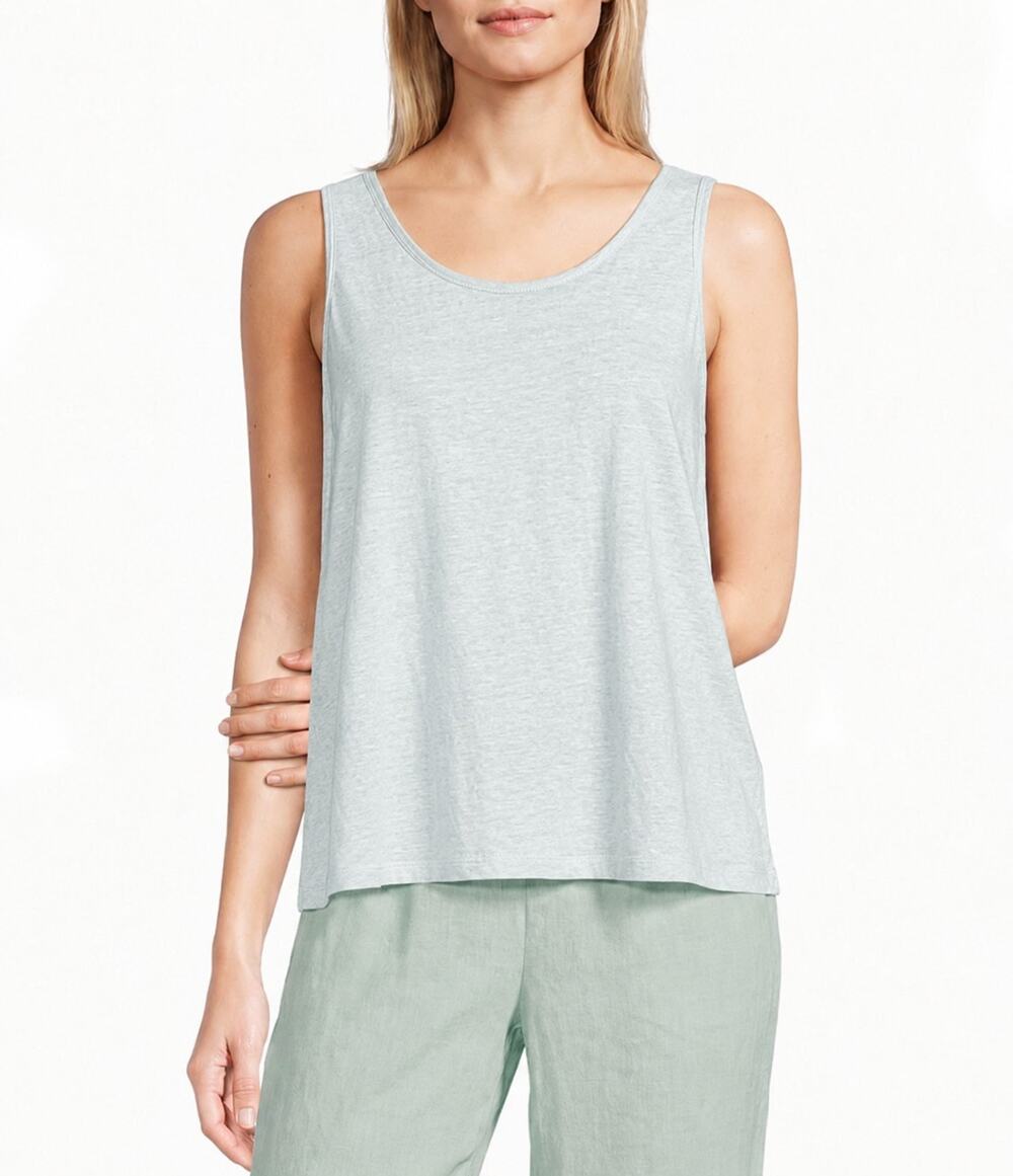 Eileen Fisher Tank Top Womens XS Light Green Scoop Neck Slub Lagenlook Everyday